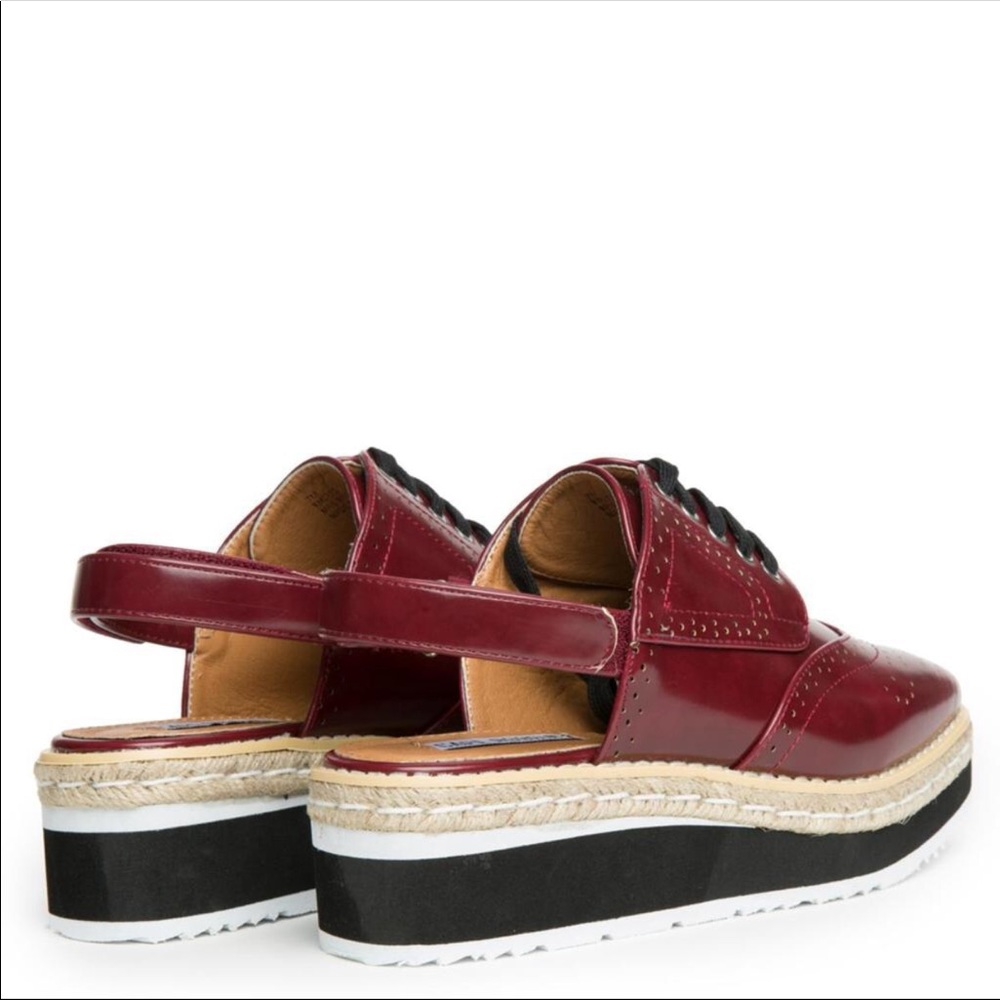 🎉NEW🎉Ladies ankle strap backless oxford. Wine - Picture 6 of 8